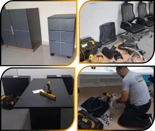 Montagem de móveis de escritório no Rio de Janeiro com mesa, cadeira e estante